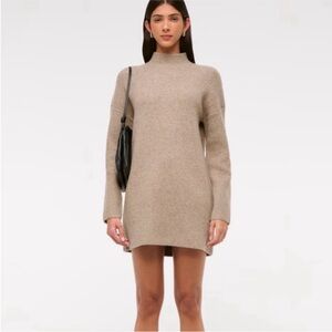 NWOT Abercrombie Easy Mockneck Mini Sweater Dress Light Brown Sz M Tall